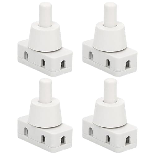 Image of 4X Push Button Switch On/Off Recessed Pressure Switch with Thread and Screw Cap 220V~60HZ 10A for Desk Lamp Air Cooler Mounting Diameter White Plastic