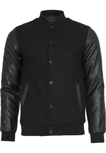 Image of Urban Classics Men's Apparel Oldschool College Jacket blk/blk Size:XL