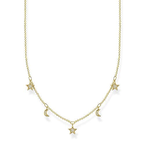Image of Thomas Sabo Women's Necklace Moons & Stars Gold 925 Sterling Silver 40-45 cm, 45 cm, Sterling Silver, Not applicable