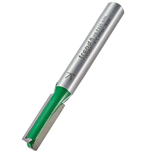 Image of Trend CraftPro Straight Two Flute Router Cutter Bit, 1/4 Inch Shank, 6mm Cut Diameter & 20mm Cut Length, Tungsten Carbide Tipped, C005BX1/4TC