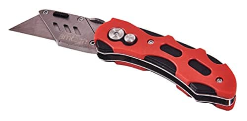 Image of Amtech S0295 Folding Utility Knife with 5 Spare Blades, Lock-Back, Stainless Steel Build
