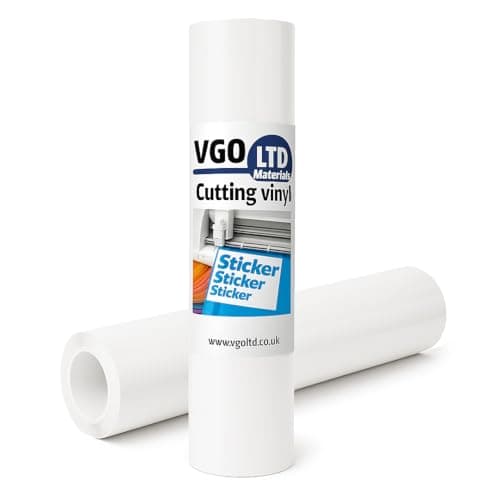 Image of VGOLTD Permanent Adhesive Vinyl Roll –Glossy Self Adhesive Cutting Vinyl Easy Weed Vinyl for Decals Mugs Car Stickers & DIY Crafts Compatible with Cricut & Silhouette Machines (White, 30 x 100 cm)