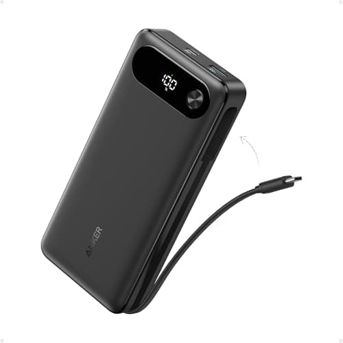 Image of Anker Power Bank, 20,000mAh Portable Charger with Built-in USB-C Cable, 87W Max Fast Charging Battery Pack, for iPhone 17/16/15/14/13 Series, Samsung, Switch, and More