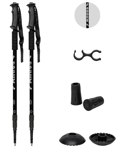 Image of Andes Telescopic Extending Adjustable Antishock Hiking/Walking Poles Black