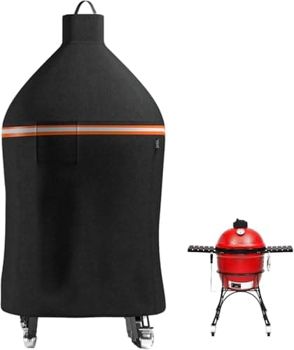 Image of EVRBUL Outdoor Charcoal Grill Cover, Heavy Duty 420D BBQ Barbecue Protection Cover with Windproof Buckle & Ventilation Hole Compatible with Kamado Joe 18-inch Classic Ceramic Charcoal Grill and Smoker