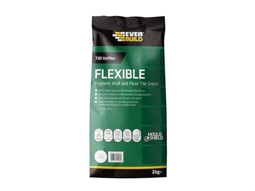 Image of Everbuild 730 Universal Flexible Hygienic Wall and Floor Tile Grout – For Use With Joints Up to 15mm wide – White – 2.5kg