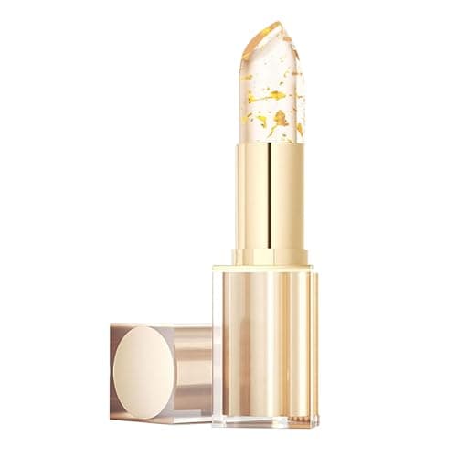 Image of Transfer-Proof Color Changing Lipstick with Gold Foil, Natural Vegan Lip Stick for Women, Tinted Lip Balm for girls,Long Lasting Moisturizer Lip Gloss, Jelly Lipstick Gift Set (#01)