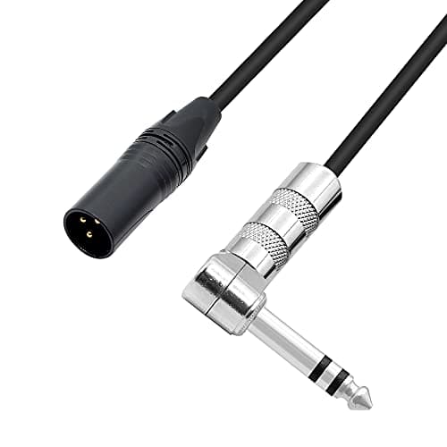 Image of PNGKNYOCN 1/4 to XLR Cable 90 Degree Right Angle 6.35 mm TRS Male Plug to XLR Male Plug Audio Stereo Microphone Cable for Speakers, Stage, DJ and More (0.5M)