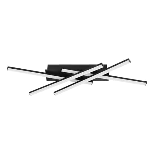 Image of Eglo LED Ceiling Light Fixture Vascella, Rod-Shaped Flush Mount lamp for Kitchen and Office, Made of Metal Plastic in Black White, Neutral 69 x 12 cm