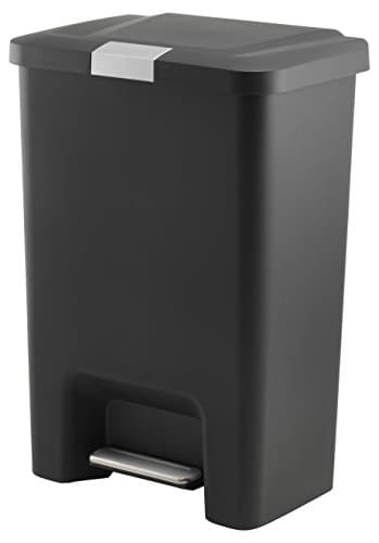 Image of Addis Premium Plastic Pedal Bin with Stainless Steel Locking, Black