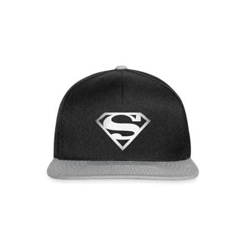 Image of Spreadshirt DC Comics Originals Superman Logo Retro Snapback Cap, One Size, Black/Grey