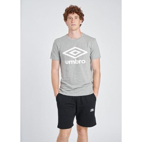 Image of Umbro Men Fw Large Logo Cotton Tee T-Shirt - Grey Marl, Small