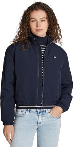 Image of Tommy Jeans Women's Tjw Essential Padded Jacket Dw0dw19688 Bomber Jacket, Blue (Dark Night Navy), L