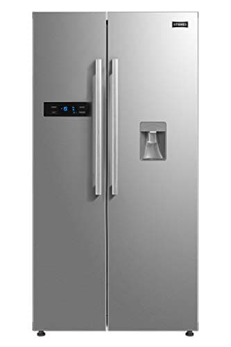 Image of Stoves SXS909 American-Style Freestanding Fridge Freezer, 591L Total Capacity, Water-Through-Door, Stainless Steel
