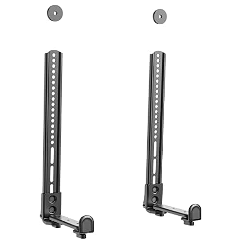 Image of PUTORSEN Universal Soundbar Brackets, Fits Mounting Holes at the Rear, Bottom and no Holes Soundbar, Position Above or Below TV with Anti-Slip Base Holder, black