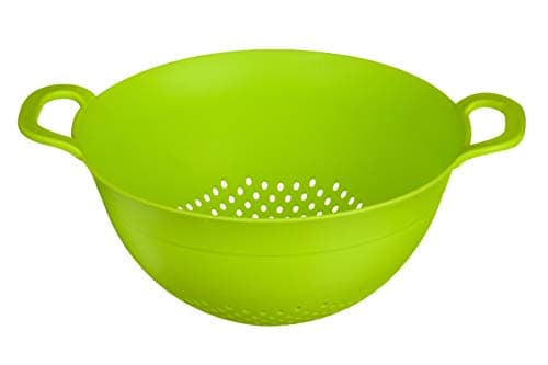 Image of Premier Housewares Lime Green Plastic Large Colander Strainer With Holes Ideal For Washing And Draining Vegetables Pasta Food Strainer With Handles Perfect For Daily Use 26 x 14 x 44