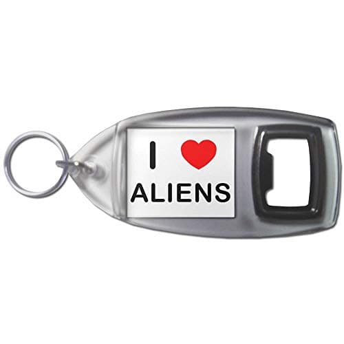 Image of I Love Heart Aliens - Plastic Bottle Opener Key Ring