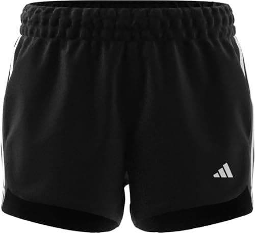 Image of adidas Women's Pacer Training 3-Stripes Woven Mid-Rise Shorts, Black/White, XS