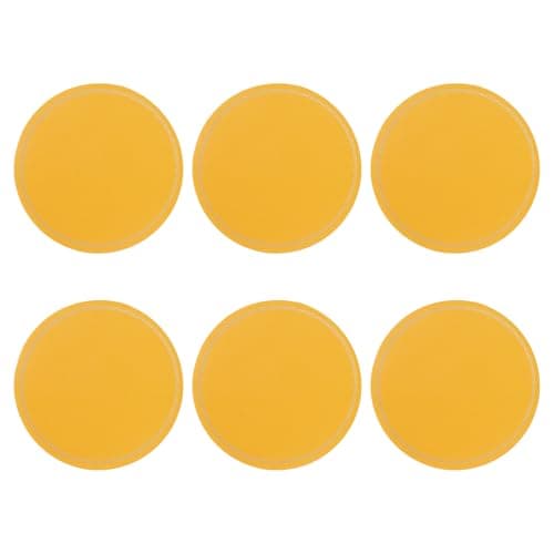 Image of sourcing map 6 Pcs Leather Coasters, Round Drinks Coasters for Coffee Table Housewarming Gifts Home Decor (4 Inch, Yellow)