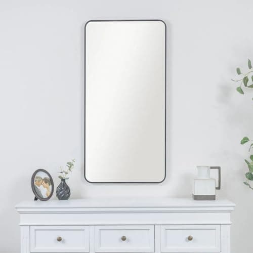 Image of Melody Maison Black Curved Framed Wall Mirror 100cm x 50cm