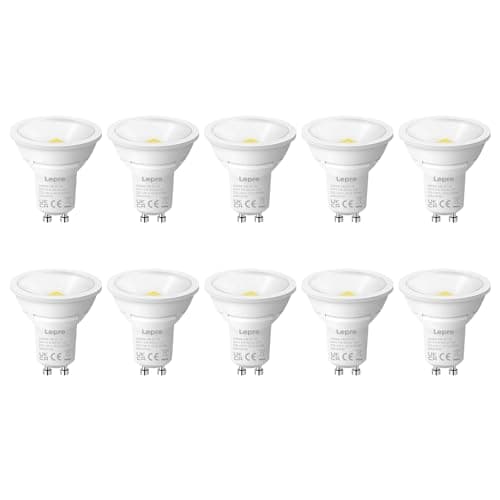 Image of Lepro GU10 LED Bulbs, Cool White 6500K, 800LM, 8W (65W Equivalent), 100° Wide Beam Angle, Energy Saving LED Spotlight Bulbs, Non-Dimmable, Pack of 10