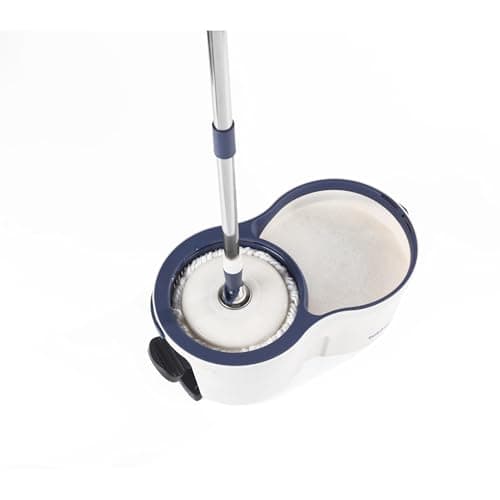 Image of Beldray Deep Clean Spin Mop & Bucket – 2 Super Absorbent Microfibre Mop Heads, Pedal-Powered 5.4L Bucket, Splash Guard to Prevent Spray, 360° Rapid Spin & Dry Head, White