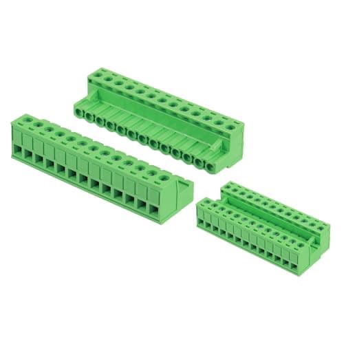 Image of sourcing map 13 Pin 5mm 0.2 Inch Pitch PCB Mount Screw Terminal Block Connector Male Female, Green