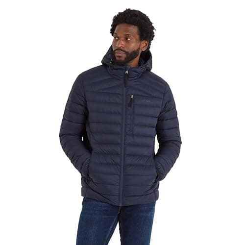 Image of TOG24 North Mens Hooded RDS Certified Down Jacket Ultra Warm 90% Duck Down Superior Insulation Coat With Toggle Adjusters On Hood Pack Away Conveniently Into Chest Pocket & Doubles Up As Travel Pillow
