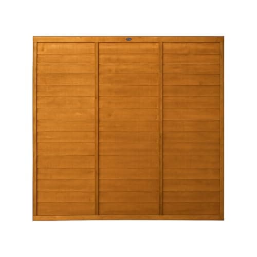 Image of 6ft x 6ft Timber Overlap Fence Panel, Autumn Gold Garden Boundary Board, Dip Treated Privacy Screening, Heavy Duty 1.83m x 1.83m