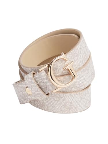 Image of GUESS Noelle Logo ADJ Pant Belt DVL - Where Logo Large, Dvl - Dove Logo, L