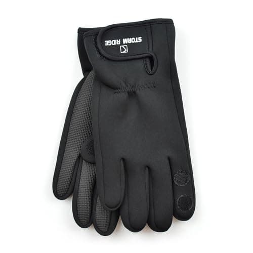 Image of GM Apparel Mens Neoprene Gloves - Fishing Hunting Shooting Sports Outerwear with Rubber Grip Palm and Fold Back Fingers, Thumb and Index, Perfect for Fishing Hiking, Outdoor Use (Black, S-M)