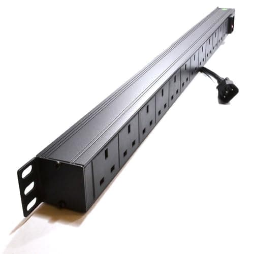 Image of kenable 12 Way Vertical PDU Power Distribution Unit UK Sockets IEC C14 Plug 13A 1.8m Cable Without Surge Protection