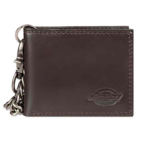Image of Dickies Men's Slimfold Chain Wallet, Brown, One Size, Slimfold Chain Wallet