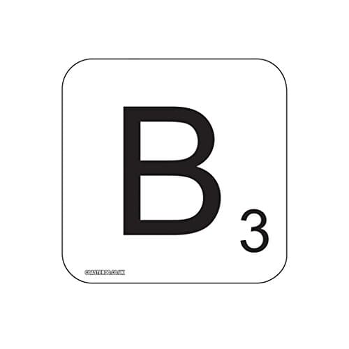 Image of B Scrabble Letter - Fun Word Games Themed Design - Drinks Coaster - Hardboard - 9cm x 9cm - Gloss Finish