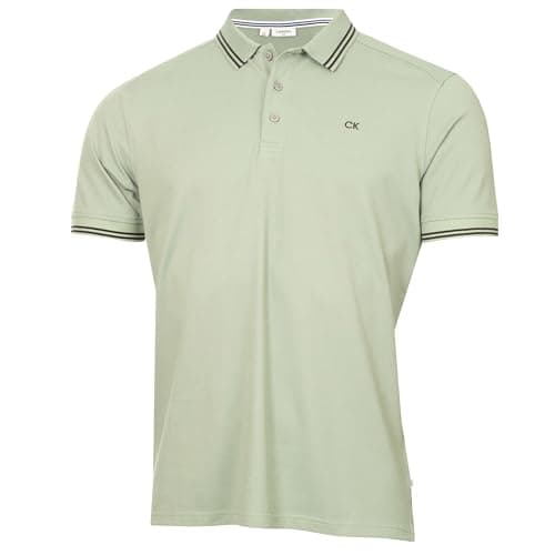 Image of Calvin Klein Mens Campus Tipped Lightweight Polo Shirt - Sage - L