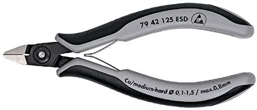 Image of Knipex 79 42 125 ESD - pliers (Side-cutting, Chromium-vanadium steel, Plastic, Black/Grey)
