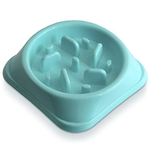 Image of iGadgitz Home U6969 - Small Slow Eating Dog Bowl - Puppy Kitten Junior Pet Interactive Maze Feeder Puzzle Anti Choke - Blue
