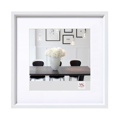 Image of walther design Picture Frame White 20 x 20 cm with PassepArtout, Steel Style Plastic Frame ES220W