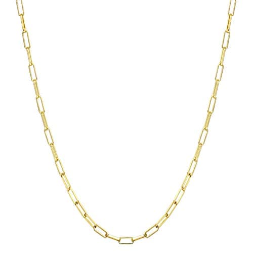 Image of ALEXCRAFT Gold Chain Necklace - Long 14ct Gold Plated Paperclip Necklace for Women, Girls & Men
