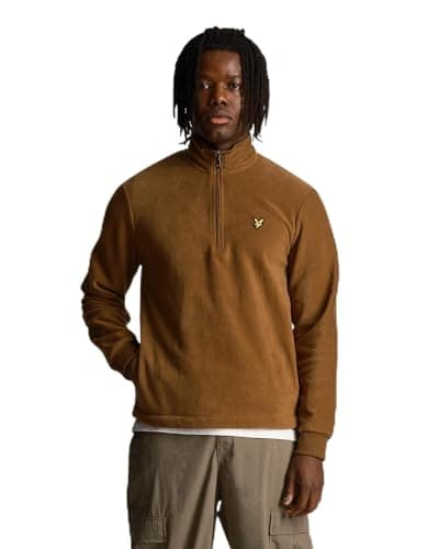 Image of Lyle & Scott Sports Fleece 1/4 Zip Hoodie Camel Bronze XL