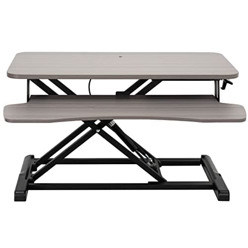 Image of VIVO 81 cm Desk Converter, K Series, Height Adjustable Sit to Stand Riser, Dual Monitor and Laptop Workstation with Wide Keyboard Tray, Gray Top, Black Frame, DESK-V000KG