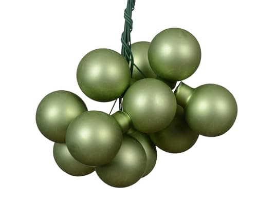 Image of Kaemingk Christmas Baubles on Wire Glass 2.5 cm x 12 Pieces Mirror Berries Matt - Small Decorative Baubles - Christmas Tree Decorations & Christmas Decoration - Green Tea