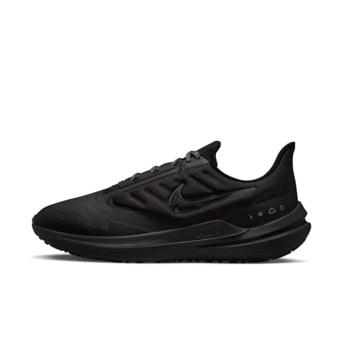 Image of NIKE Men's Air Winflo 9 Shield Running Shoes, Black Grey Black Off Noir Dk Smoke Grey, 9 UK