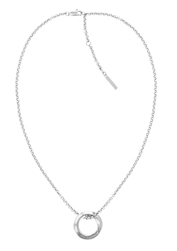 Image of Calvin Klein Women's TWISTED RING Collection Chain Necklace in Stainless Steel with a Charm - 35000306