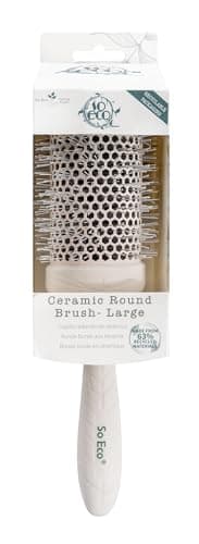 Image of So Eco Large 53mm Thermo Ceramic Round Brush - Hair Styling, Volumising & Curling Brush for Long Hair. Sustainable Bioplastic Handle & Pins Made from Recycled Plastics