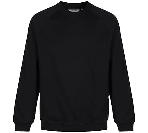 Image of Trutex Kids Black School Sweatshirt – Crew Neck Cotton-Rich Standard Fit School Uniform Jumper for Boys and Girls – Ages 15