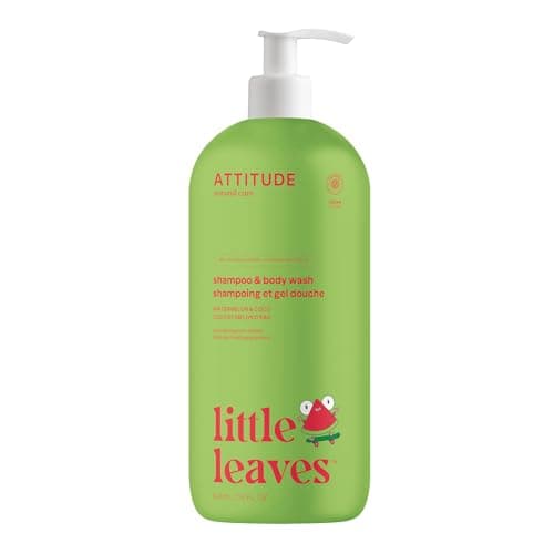 Image of ATTITUDE Shampoo and Body Wash for Kids, EWG Verified Hair and Body Cleanser, Dermatologically Tested Soap, Plant and Mineral Based Bath Products, Vegan, Watermelon and Coco, 946 mL