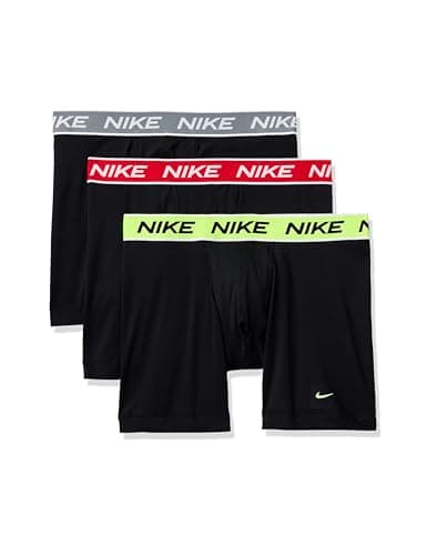 Image of Nike Men's All Day Micro Stretch Boxer Brief Underwear (3-Pack), Black W/Volt/Cool Grey/University Red, L (Pack of 3)