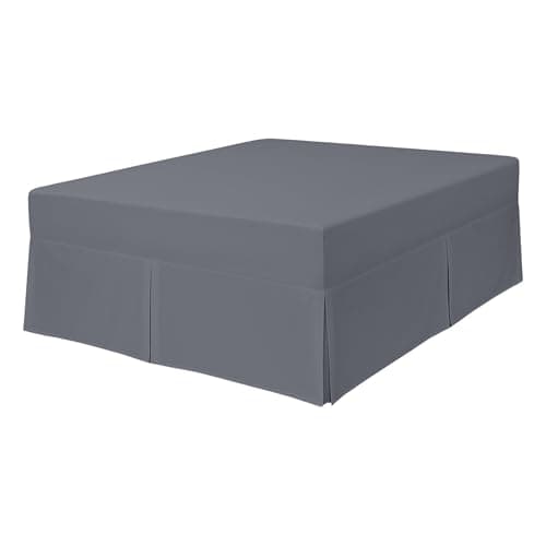 Image of Rohi Percale Extra Deep Fitted Valance Sheets King Size – 40 cm Pleated Valance Drop – Easy Care King Size Fitted Sheet – Pleated – Fit over Mattress & Down to the Floor (King, Grey)