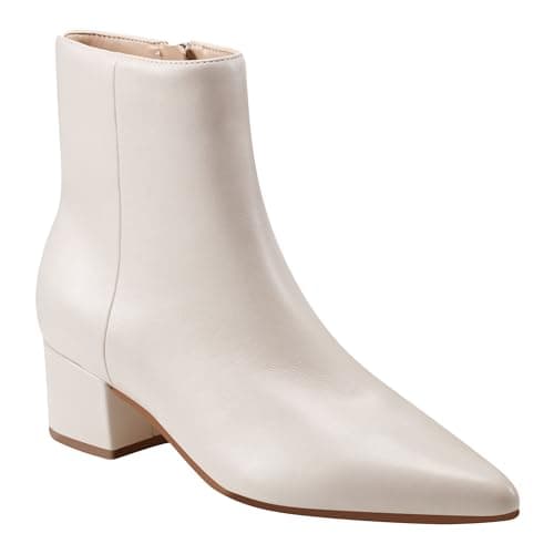 Image of Marc Fisher Women's Leonna Ankle Boot, Ivory Leather 150, 9 UK